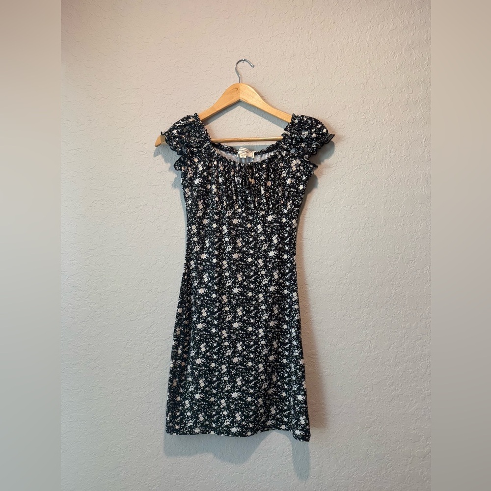 Black floral mini dress